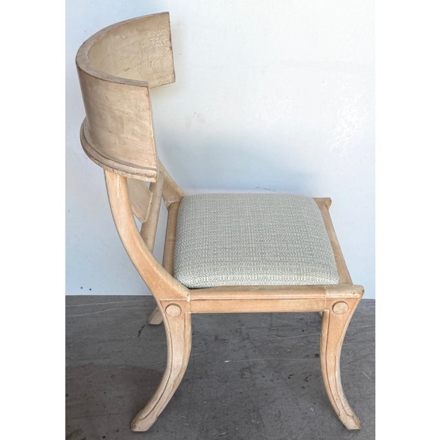 Set of Four Neoclassical Grey-White Polychromed Klismos Chairs Late 20th C. For Sale - Image 4 of 15