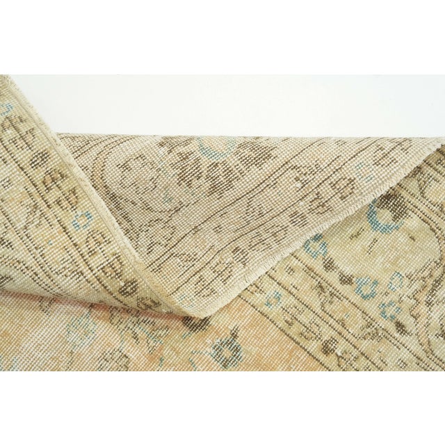 1970s Vintage Turkish Handmade Wool Cotton Beige Area Rug For Sale - Image 10 of 12