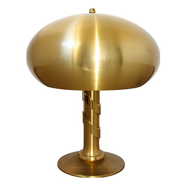 Gilt Brass Mushroom Table Lamp, 1970s For Sale