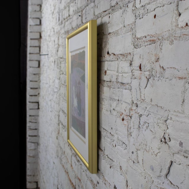 Late 20th Century Late 20th Century Abstract Modern Watercolor Painting With Gold Frame Signed by John H Chen For Sale - Image 5 of 18