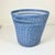 Wood Mid-Century Boho Chic Coastal French Blue Wicker Wastebasket. For Sale - Image 7 of 11