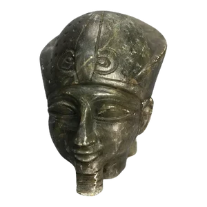 Antique Egyptian Revival Carved Hardstone Sculpture, Man with Headdress, 19th Century