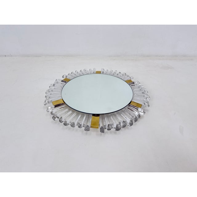 Murano Ice Glass & Brass Backlit Mirror attributed to J. T. Kalmar for Kalmar, Austria, 1960s For Sale - Image 16 of 17