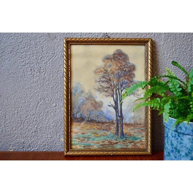F. Brinster, Forest Landscape, 1925, Watercolor, Framed For Sale - Image 6 of 7