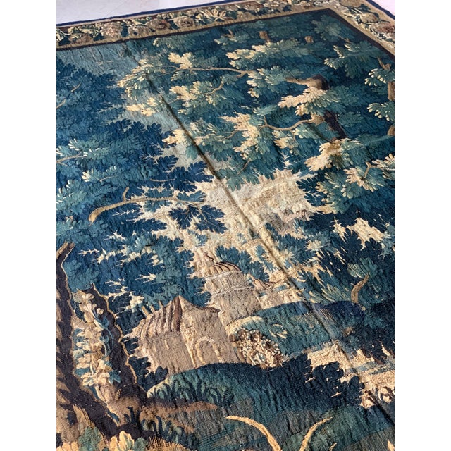 Antique 17th Century Flemish Verdure Landscape Tapestry For Sale - Image 4 of 10