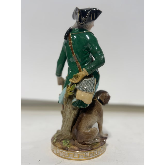 Meissen Porcelain Rare Meissen Hunter With Dog Porcelain Figure Model J80 For Sale - Image 4 of 9