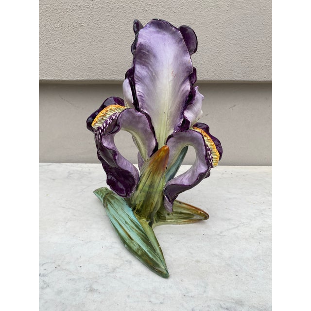 Late 19th Century Large French Majolica Iris Vase Massier, Circa 1880 For Sale - Image 5 of 8
