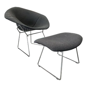Knoll Bertoia Diamond Chair and Ottoman Set