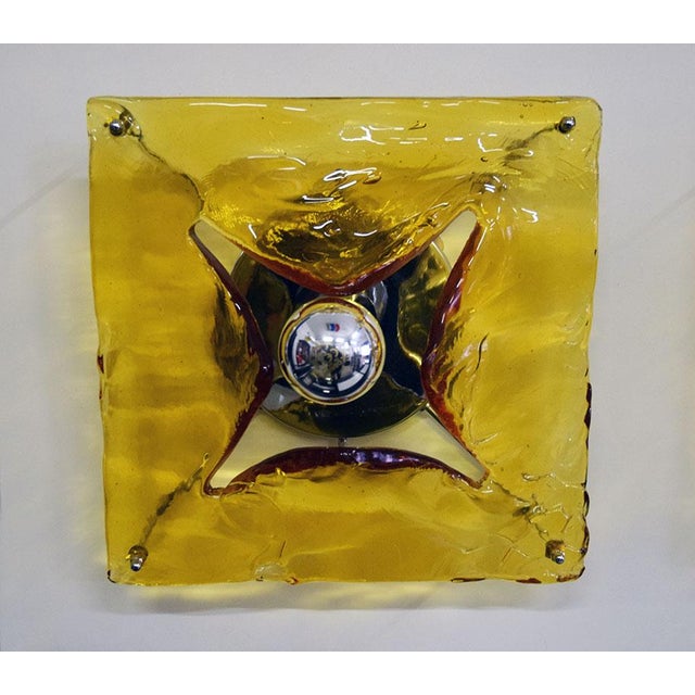 Orange Large Murano Glass 4-Light Wall Sconce from Mazzega, 1970s For Sale - Image 8 of 11