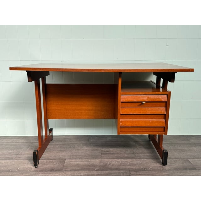 Mid-Century Italian Teak Desk with Chest of Drawers, 1960s For Sale - Image 17 of 17