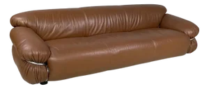 Italian Modern Sesann Sofa in Brown Leather by Gianfranco Frattini for Cassina, 1970s