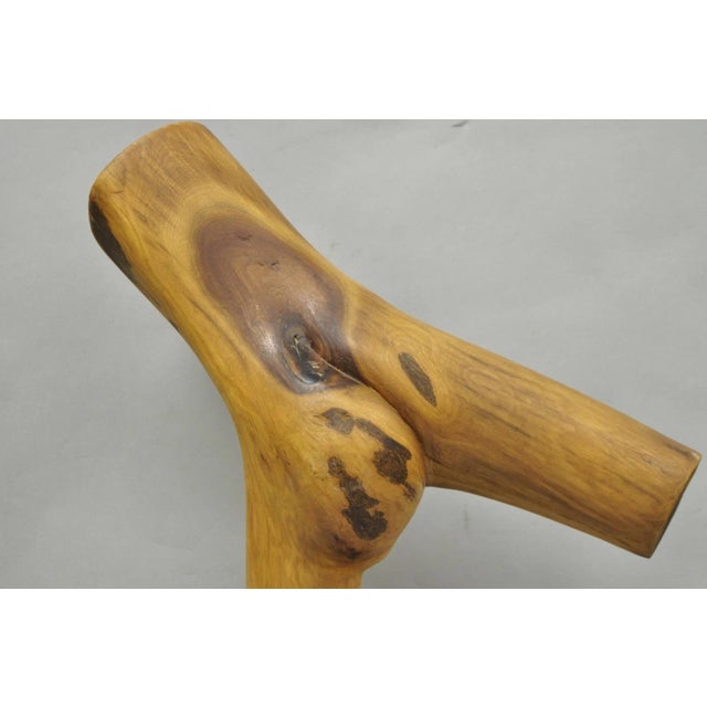 Vintage Mid Century Modern 19" Male Nude Abstract Solid Carved Wood Sculpture For Sale - Image 13 of 16