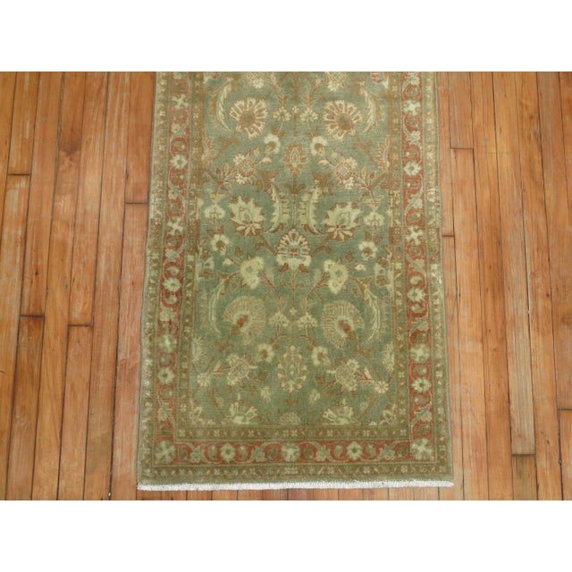 Zabihi Collection Narrow Antique Persian Tabriz Brown Green Runner - 2'4" x 14' For Sale In New York - Image 6 of 9