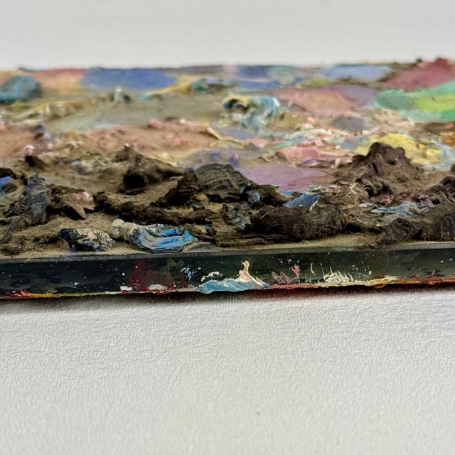 Vintage Double Sided Glass Artist's Painting Palette With Multicolored Old Oil Paint For Sale - Image 9 of 11