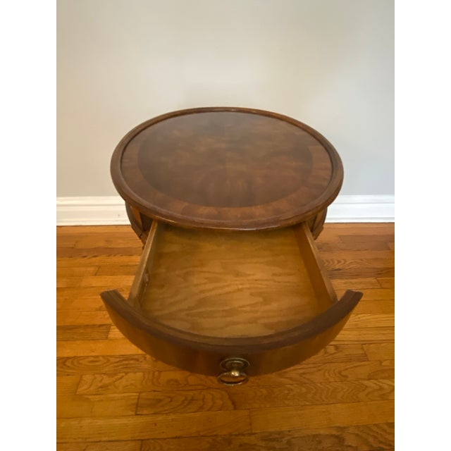 1970s 1970s Drexel Heritage Walnut Italian Provincial Oval Side Table For Sale - Image 5 of 13