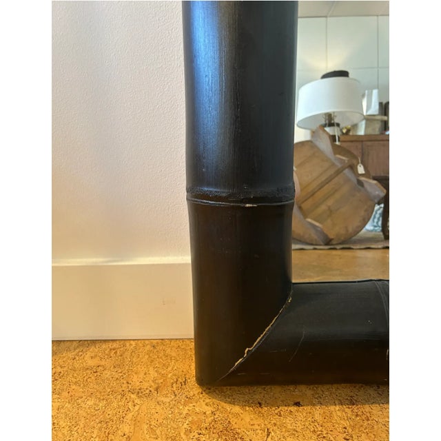 Wood Large 20th Century Black Square Bamboo Mirror For Sale - Image 7 of 8