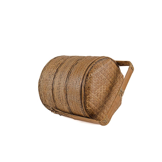 Chinese Vintage Antique 3 (Three) Tier Chinese Wedding Basket (Warm Brown) For Sale - Image 3 of 13