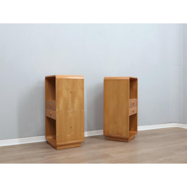 Tall Vintage Birch Wood Bedside Tables, 1970s, Set of 2 For Sale - Image 4 of 17