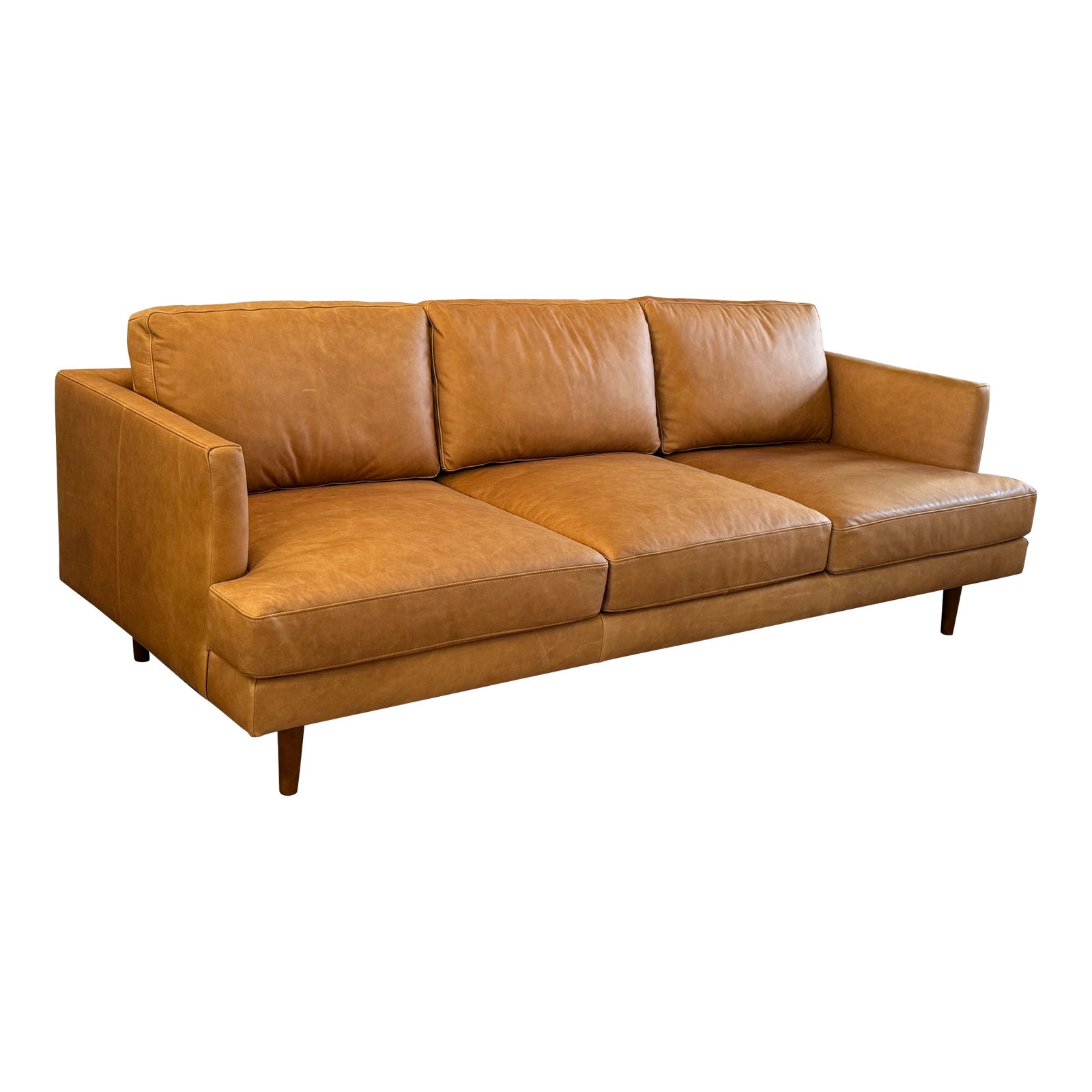 West Elm Haven Leather Sofa Chairish