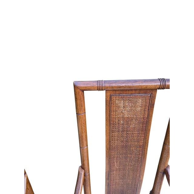 Thomasville Vintage Faux Bamboo Cane High Back Dining Armchairs Regency Pair For Sale - Image 13 of 15