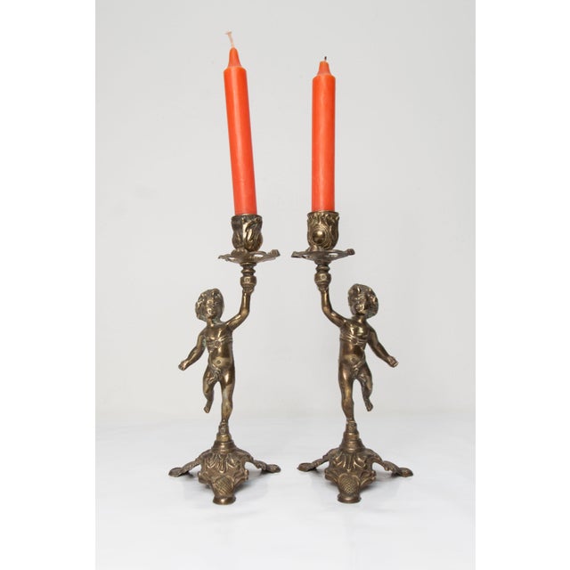 Cherub Candlesticks by FC, 1890s, Set of 2 For Sale - Image 3 of 18