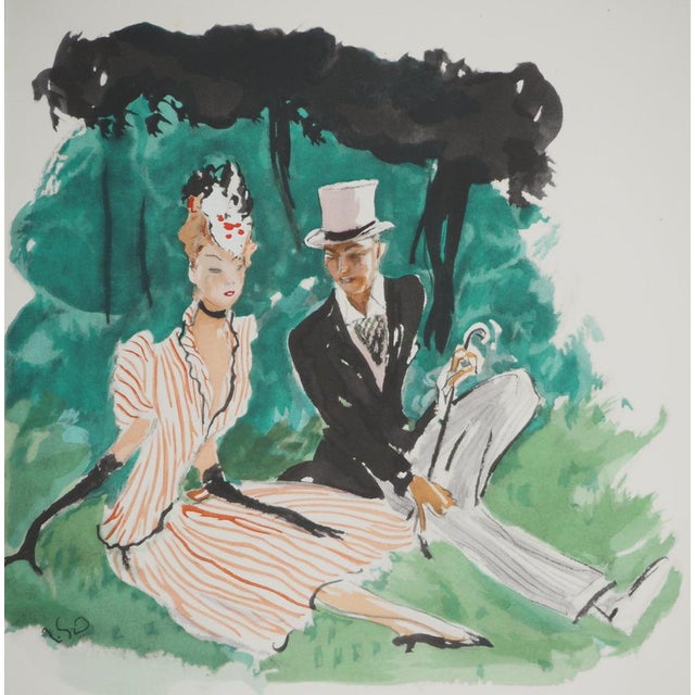 Modern Jean-Gabriel Domergue, Summer Stroll, Lithograph For Sale - Image 3 of 6