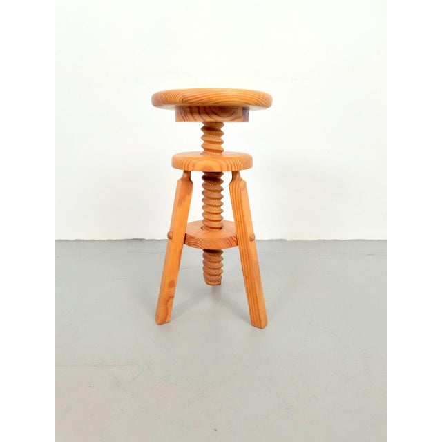 Vintage Architect's Corkscrew Stool in Pine, 1960s For Sale - Image 3 of 9