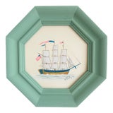 Original Hand-Painted Sailboat IPainting in a Hand-Painted Frame For Sale