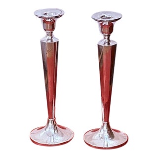 Pair of Weighted Sterling Silver Art Deco Candlesticks For Sale