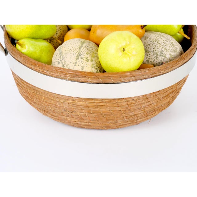 Late 20th Century Mid Century Modern Chrome Ring-Handled Basket Centerpiece Composite Fruit Pears For Sale - Image 5 of 10