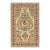 1940s Tan Sand Medallion Floral Antique Persian Isfahan Rug 3' 5'' X5' 3'' Handknotted Wool Carpet For Sale