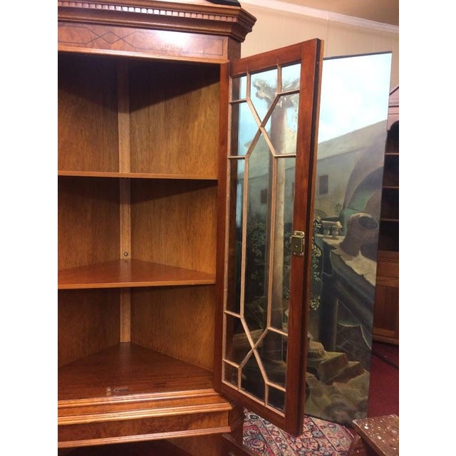1990s Vintage Corner Cabinet, Burl Walnut and Curly Maple Cabinet For Sale - Image 5 of 11