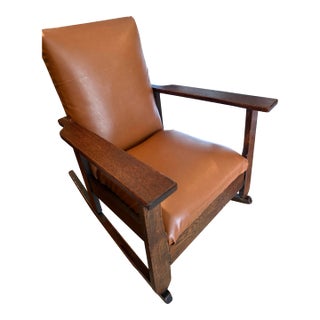 Restored Antique 1930s Stickley Style Mission Oak Rocker For Sale
