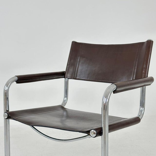 Vintage B34 Dark Chocolate Leather Cantilevered Chair by Mart Stam for Jox Interni, 1980s For Sale - Image 3 of 11