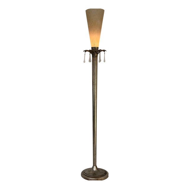 Murano Glass Floor Lamp with Bronze Patinated Base, 1950s For Sale