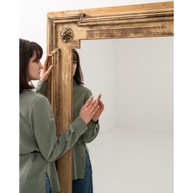19th Century French Louis XVI Style Wooden Wall Mirror France Late 19th Century For Sale - Image 9 of 10