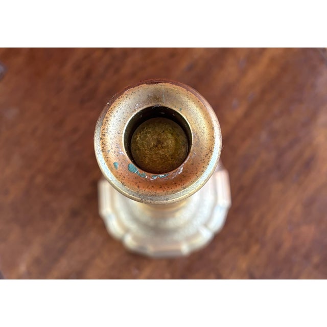 Late 20th Century Vintage Bombay Company Brass Candlestick Holder With Scalloped Base For Sale - Image 5 of 6