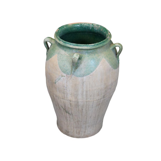 French Antique French Glazed Terracotta Olive Jug Floor Vase Amphora Urn Vessel For Sale - Image 3 of 12