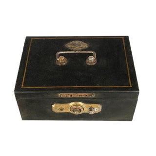 Vintage Reinforced Metal Portable Safe from Mitsuba For Sale