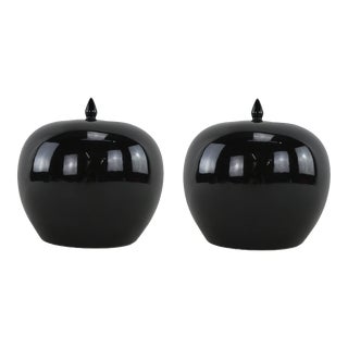 A Pair of Black Watermelon Jars, Republic of China Period For Sale