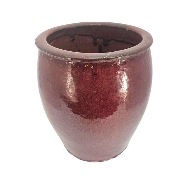 Late 20th-Century Chinese Oxblood-Glazed Stoneware Planter 9.75" For Sale - Image 9 of 10