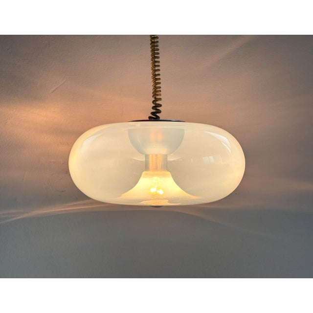 Mid-Century Modern Mid-Century Italian Opaline Pendant Light Medusa by Giusto Toso for Leucos, 1970s For Sale - Image 3 of 14