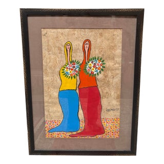 Gilberto Grimaldo Mexican Folk Art Work, Signed For Sale