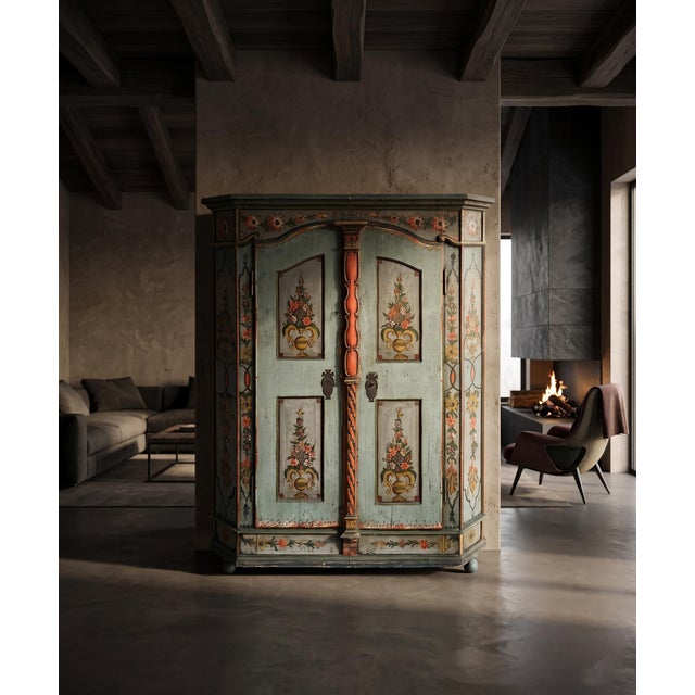 Painted Wardrobe dated 1808 Measurements: H.173 cm – W. 128 (140 to the frames) cm – D. 50 (55 to the frames) cm Period:...