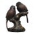 Gilt Metal Double-Bird Figurine — Aged Patina, Engraved Auspicious Base For Sale