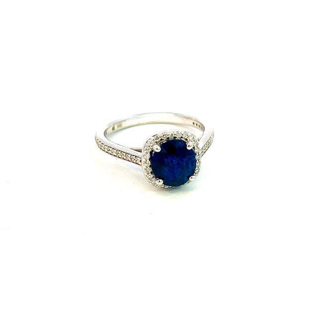 Natural Sapphire and Diamond Ring set in 14k White Gold with 2.43 TCW Certified $4,975 311699 This is a Unique Custom Made...