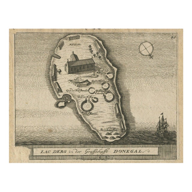 Lough Derg, Donegal Antique Irish Pilgrimage Map Engraving, 1700 For Sale