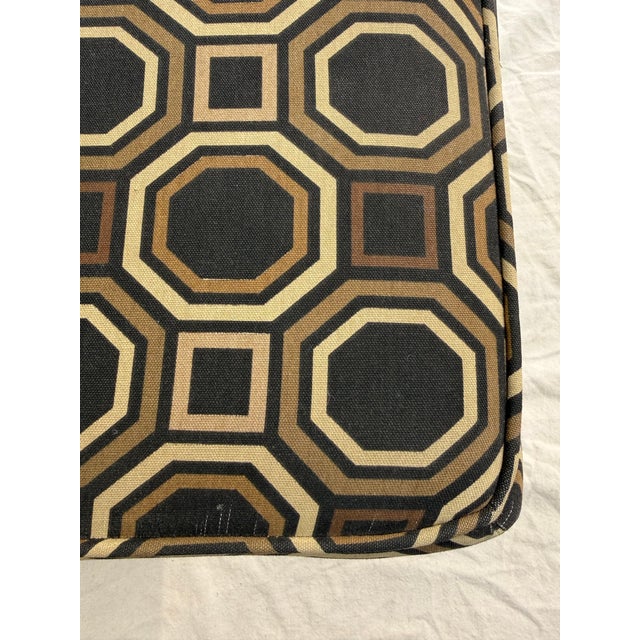 Late 20th C. Hollywood Regency X-Bench Stool With Geometric Upholstery For Sale - Image 9 of 12