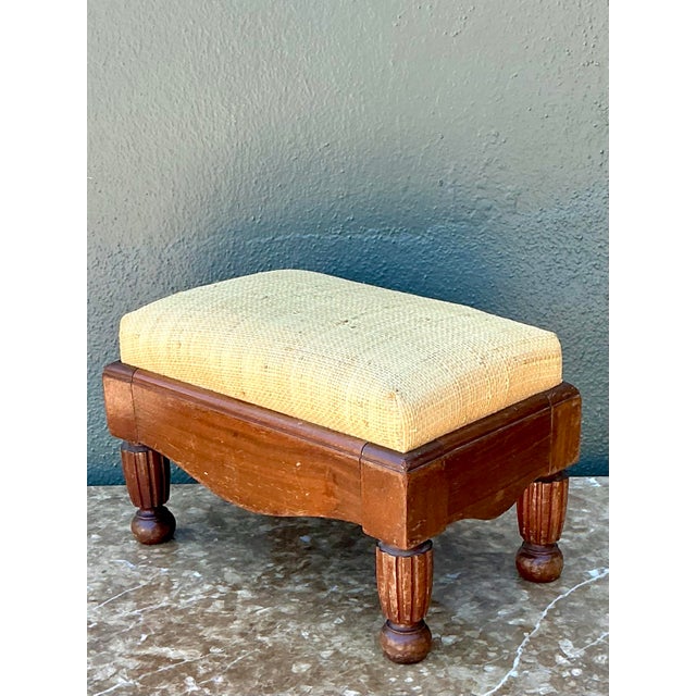 Vintage Grasscloth Footstool For Sale - Image 12 of 12