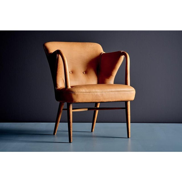 Lounge Chairs Upholstered in Cognac Leather, Germany, 1950s, Set of 3 For Sale - Image 4 of 15